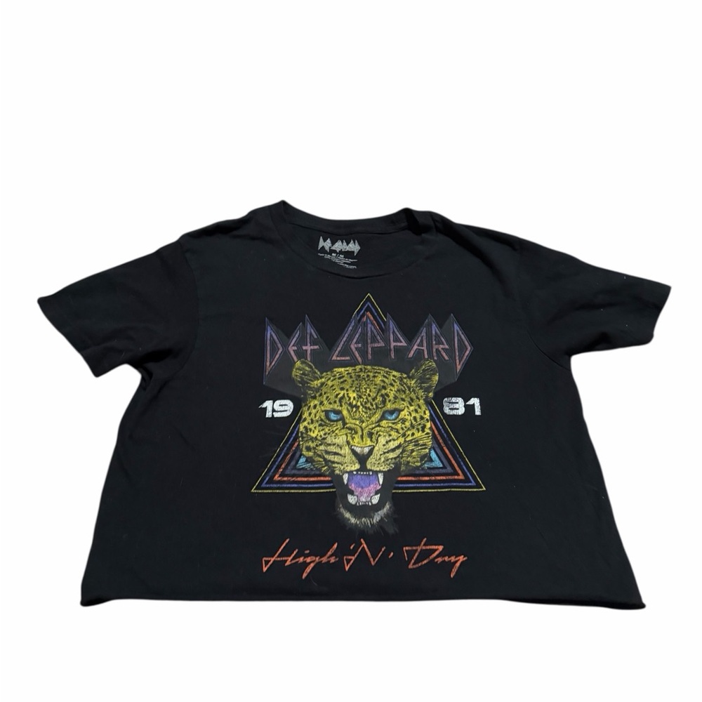 Def Leppard Black Graphic Crop Top Band Tee